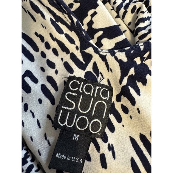 Anthropologie Clara Sun Woo M Medium Blue Ivory Jumpsuit Wide Leg Washable - Picture 6 of 10